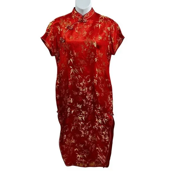 knee length dresses for ladies Phoenix & Floral Embroidery Long Sleeve Cheongsam Top Chinese Prom Dress Burgundy / Xs main image 0